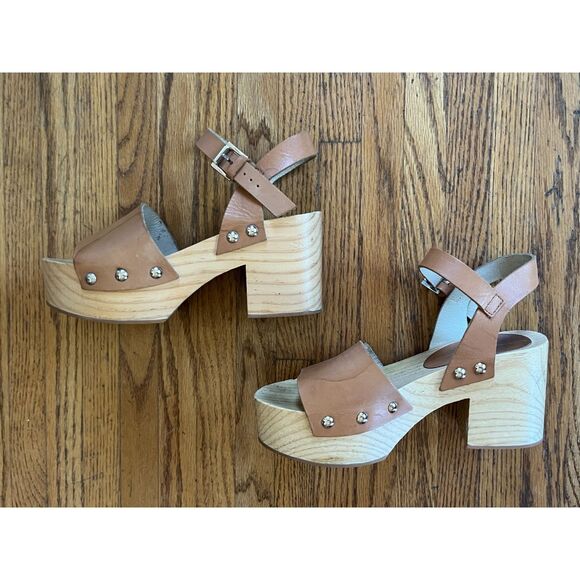 Intentionally Blank Tan Strappy Heel Clog Sandals Shoes   Women's Size 7 - Picture 8 of 13